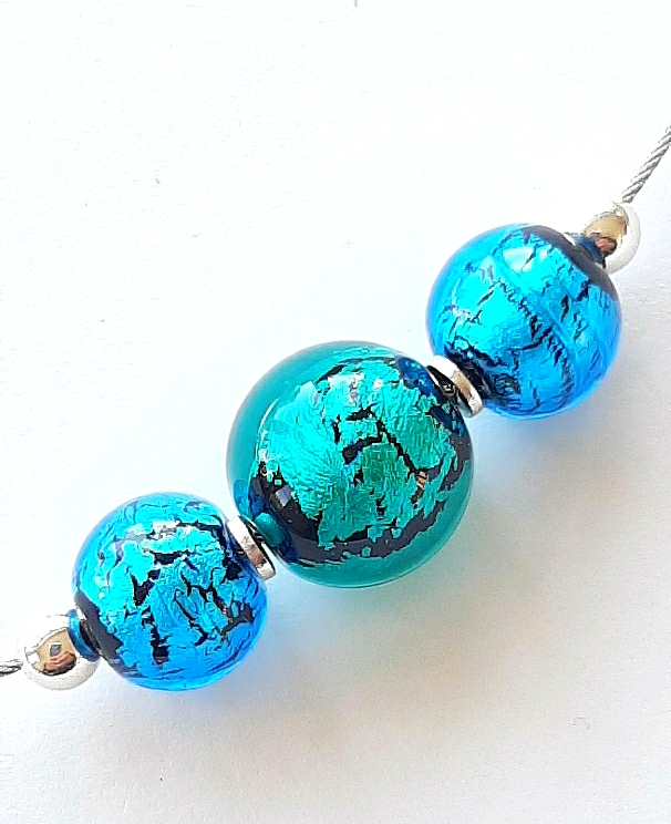 Perlencollier aqua-türkis Unikat GHU223