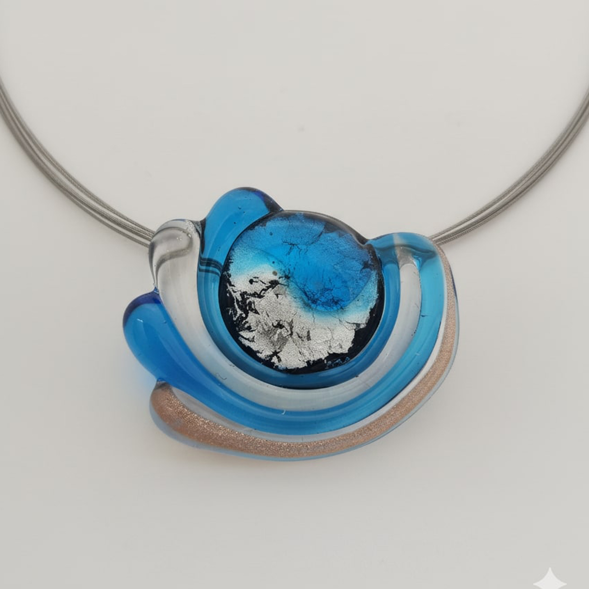 Midnight Sun Halskette silber aqua