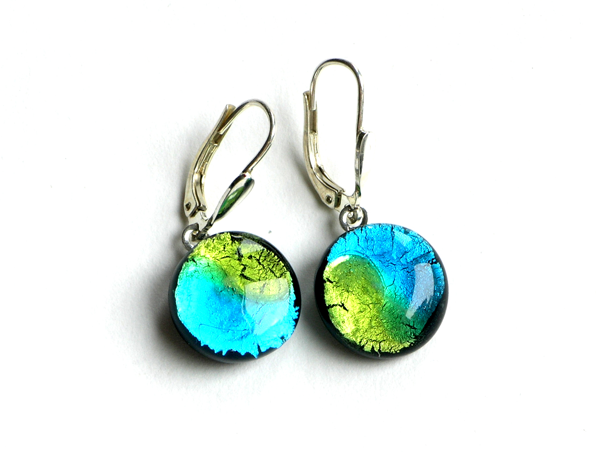 Midnight Ohrhänger rund  peridot aqua