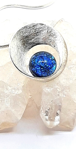 Echtsilber Anhänger KREIS blau