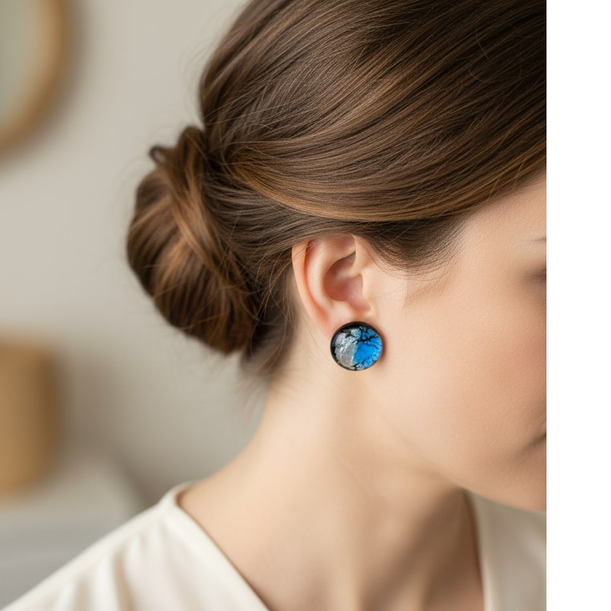 Midnight Ohrclips  aquablau silber