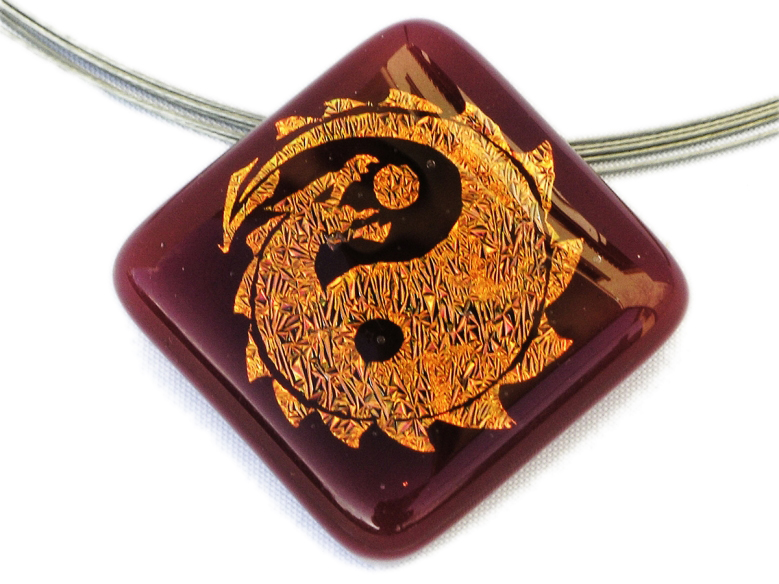 Halskette Yin Yang Dragon rot