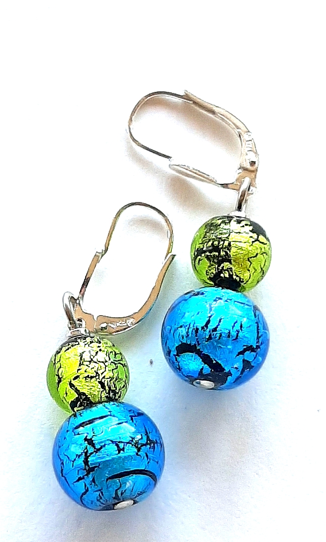 Perlen Ohrhänger peridot aqua Unikat GHU225