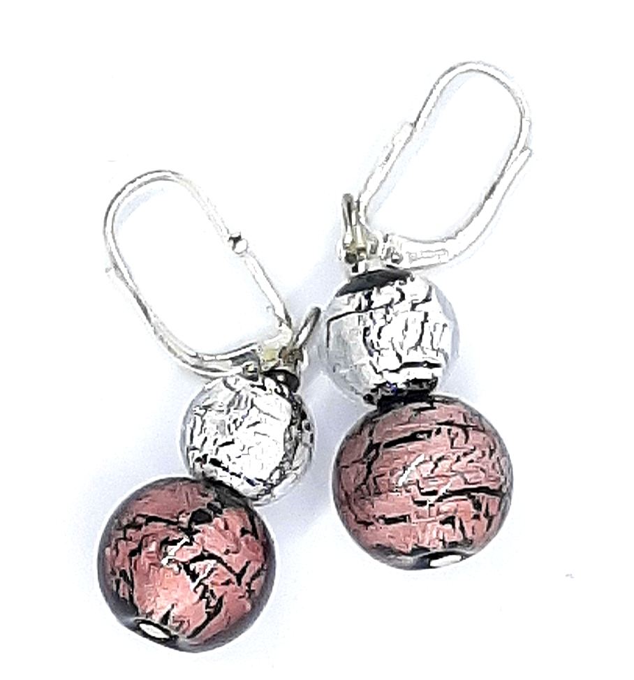 Perlen Ohrhänger rose/silber Unikat GHU317