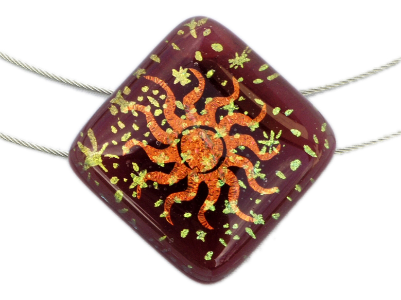 Halskette Sonne und Sterne rot