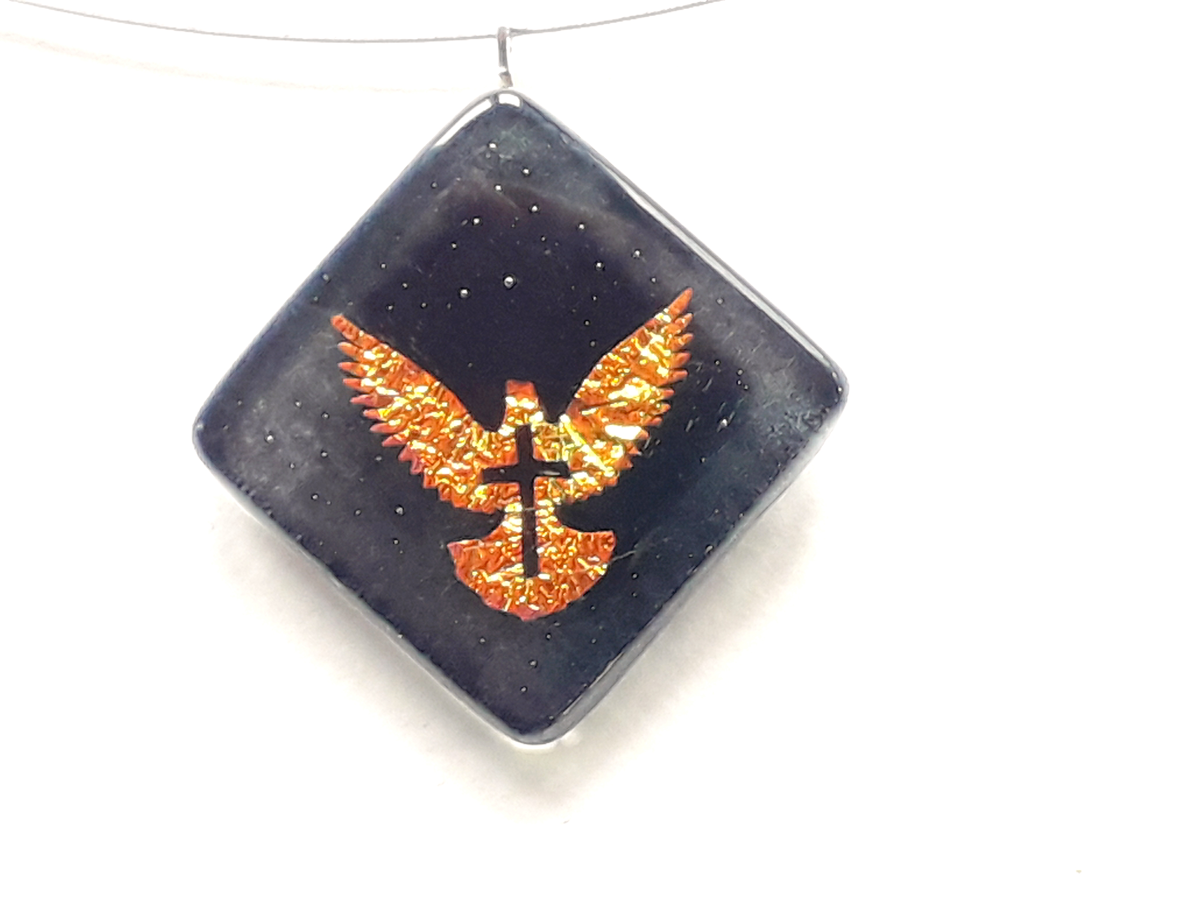 Halskette "Taube/Kreuz" gold/schwarz GHU 150