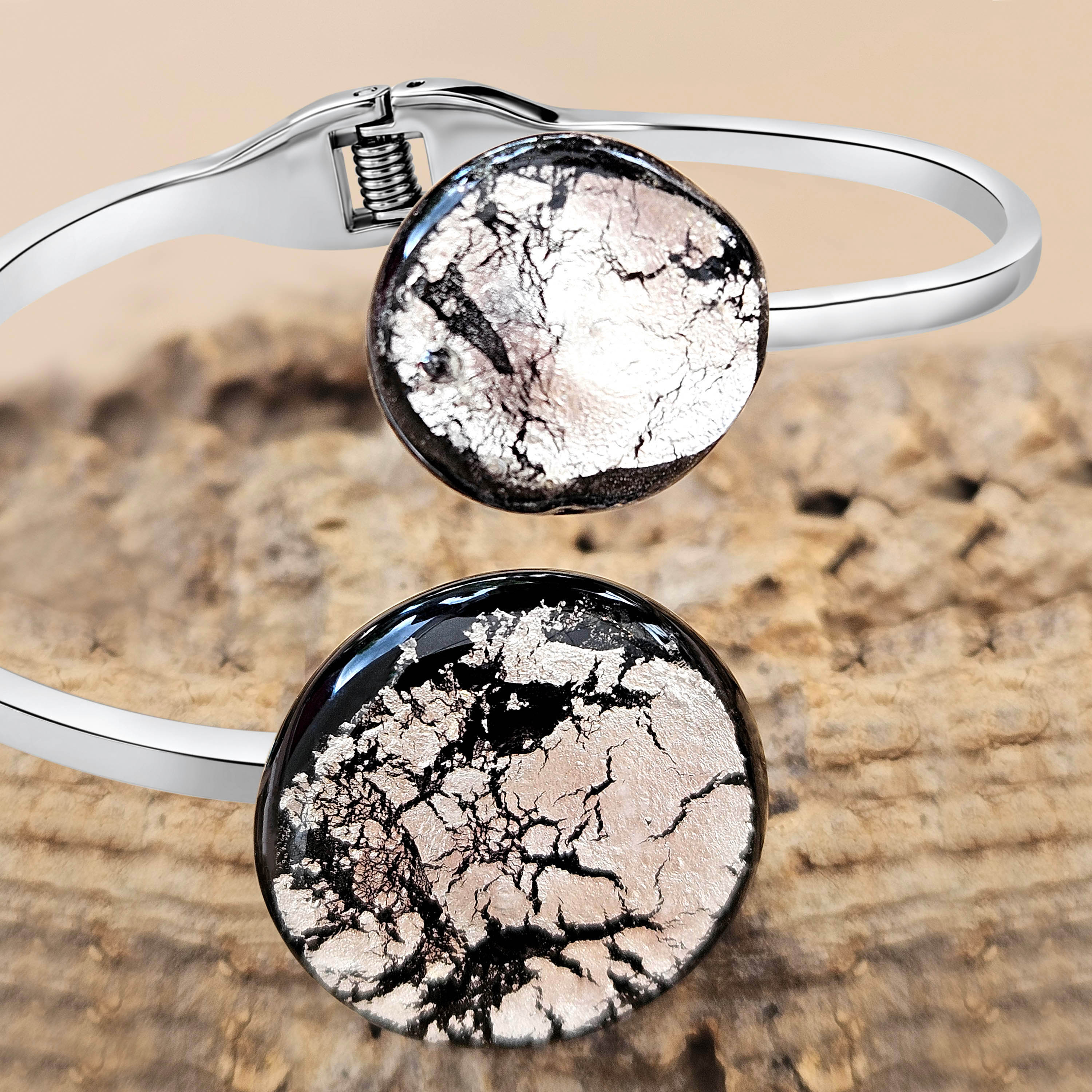 Midnight Scharnier Doppelspange silber