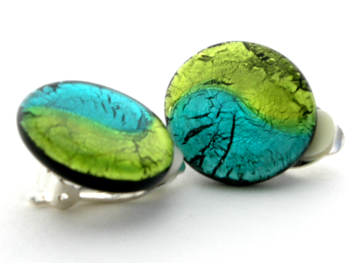 Midnight Ohrclips peridot aqua