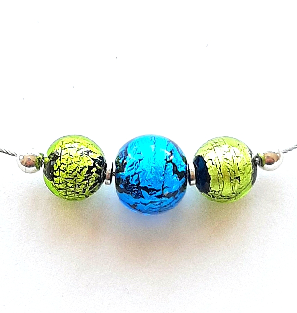 Perlencollier peridot aqua Unikat GHU220