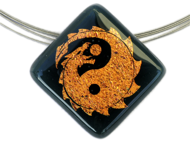 Halskette Yin Yang Dragon grün