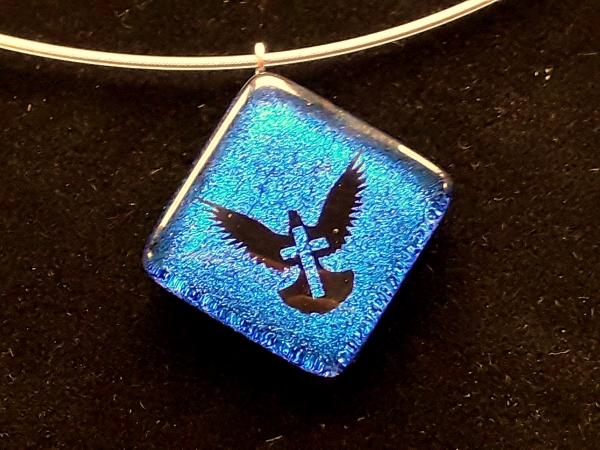 Halskette "Taube/Kreuz" blau GHU 148